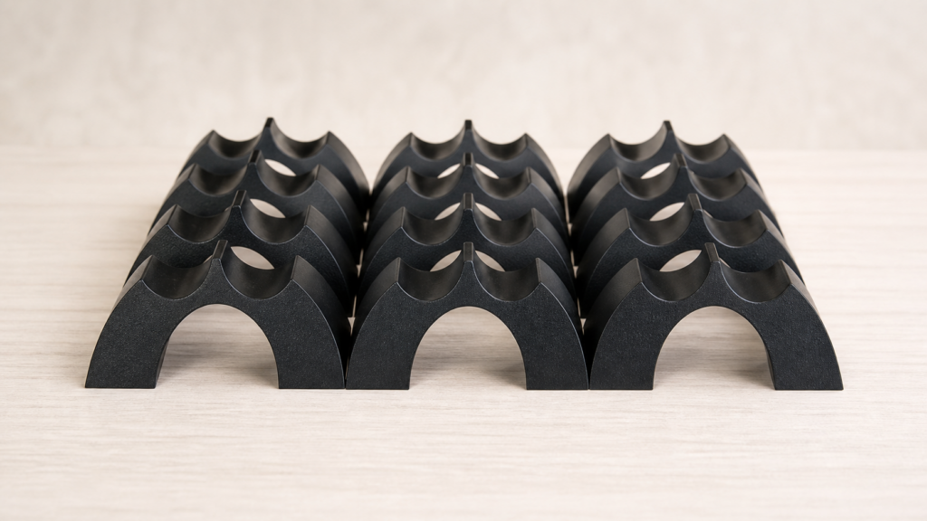 Twelve Cable Arch Duo supports arranged on a light product-page background for dual speaker cable routing.
