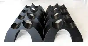 Eight Cable Arch Duo dual-channel speaker cable elevators arranged as a set